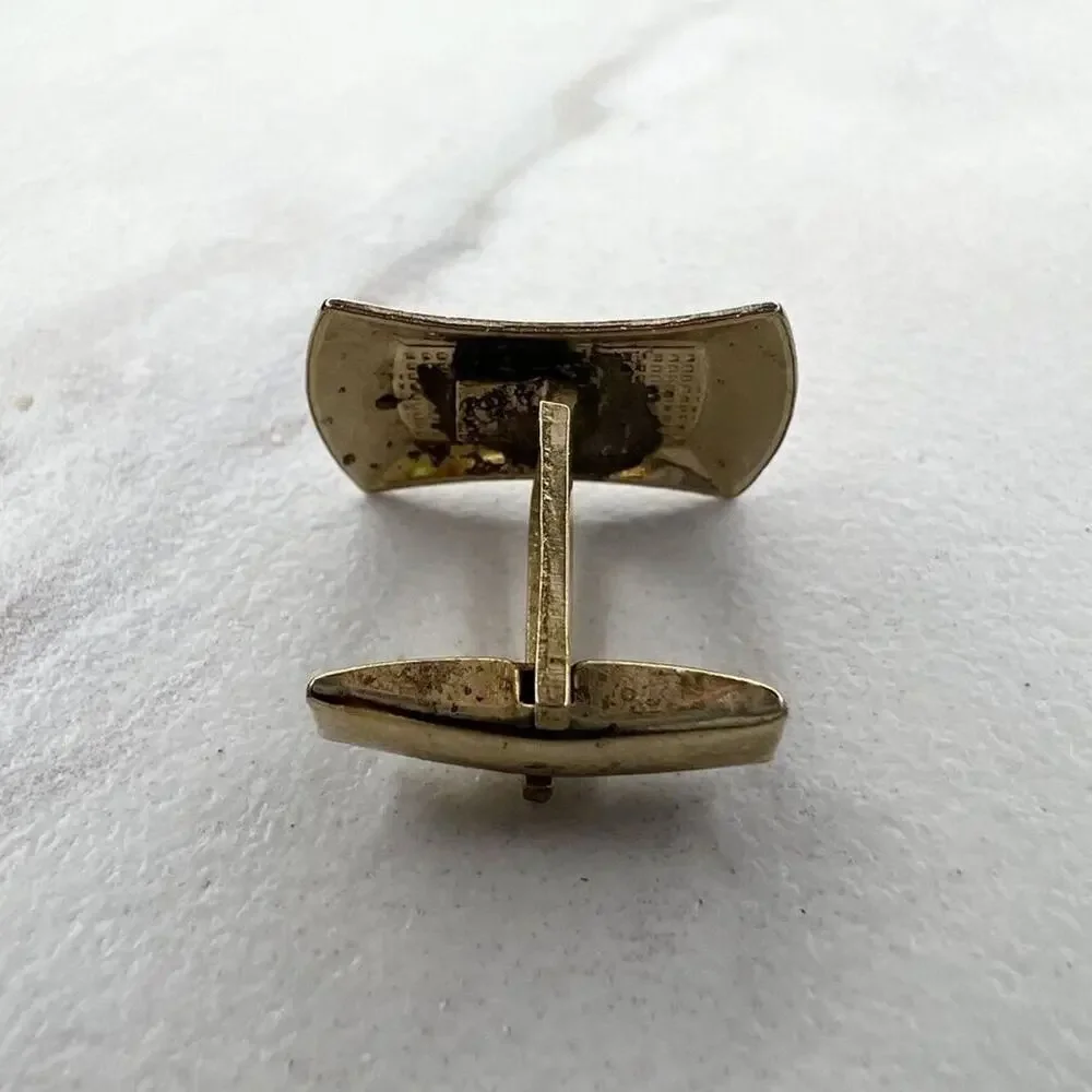 Vintage Textured Gold Tone Single Cufflink